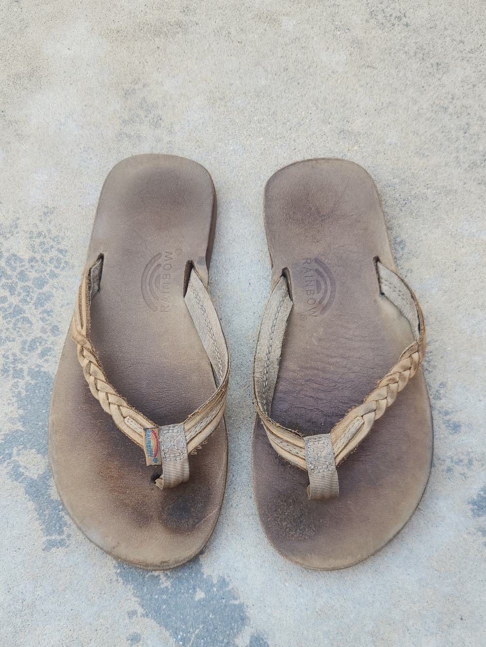 Rainbow Flip Flops Brown Braided Strap 2 3